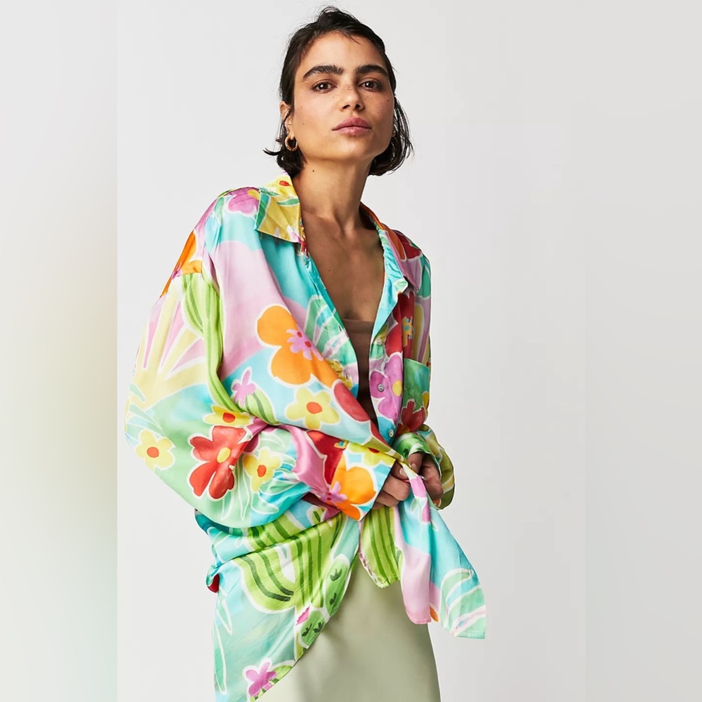 Free People x Spell Margo Hour Shirt Dress Size S